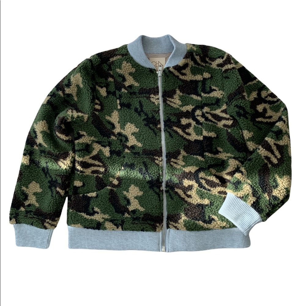 CHASER camouflage faux-shearling bomber jacket size M